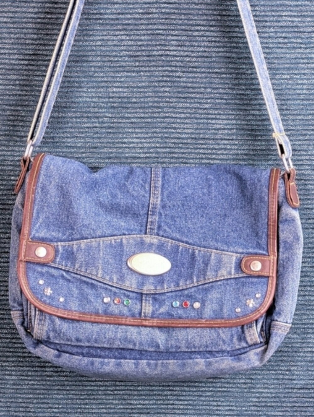 Denim Crossbody Satchel Bag